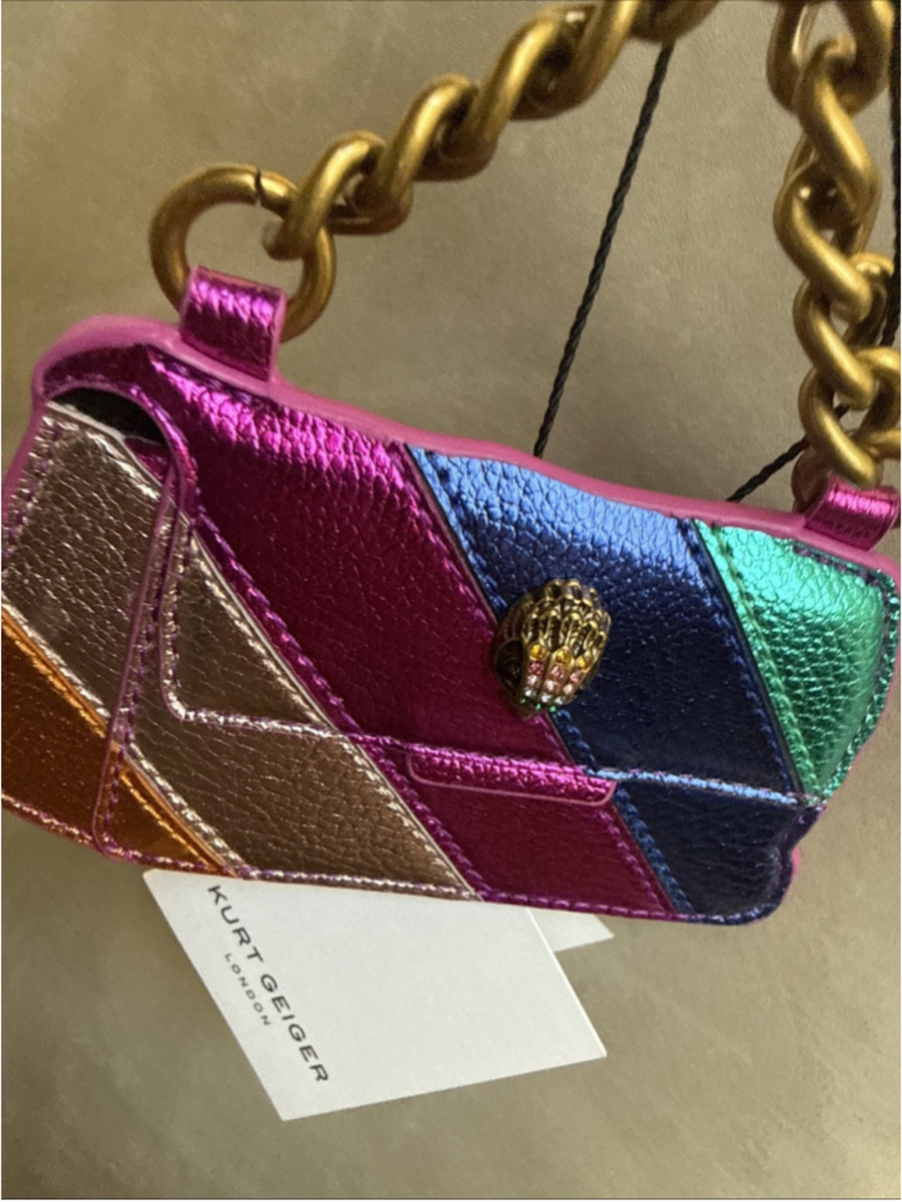 Kurt Geiger London Kensington Rainbow Key Ring Bag Charm Eagle NWT - Picture 2 of 7